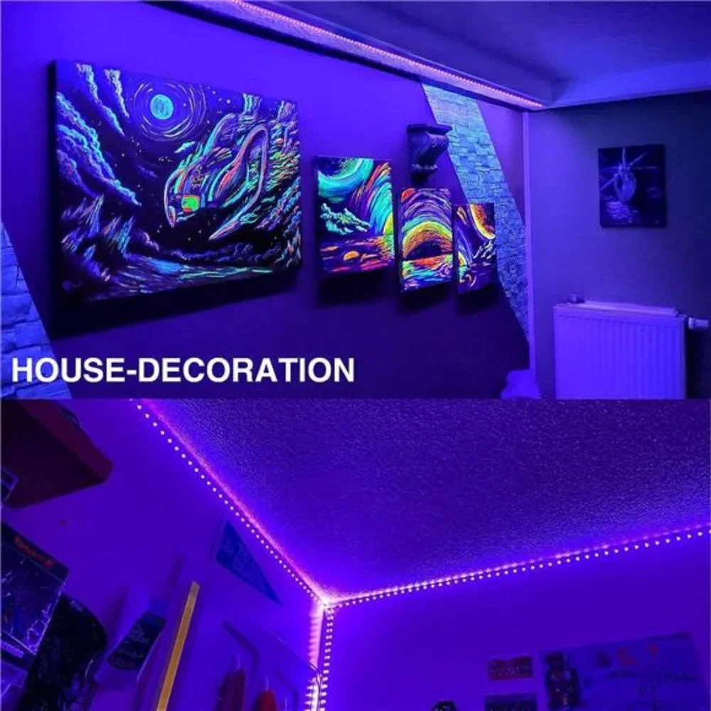 32.8ft LED Black Light Strip Kit, 600 Units Lamp Beads, 12V Flexible Blacklight